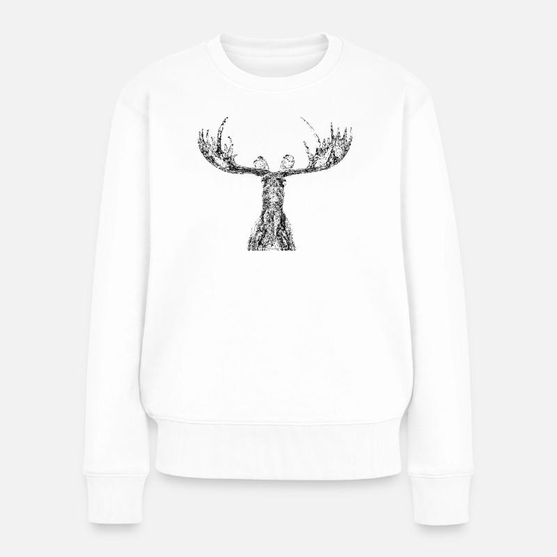 Skulptur Elch Kopf Schweden - Frauen Premium Bio Pullover - Weiß