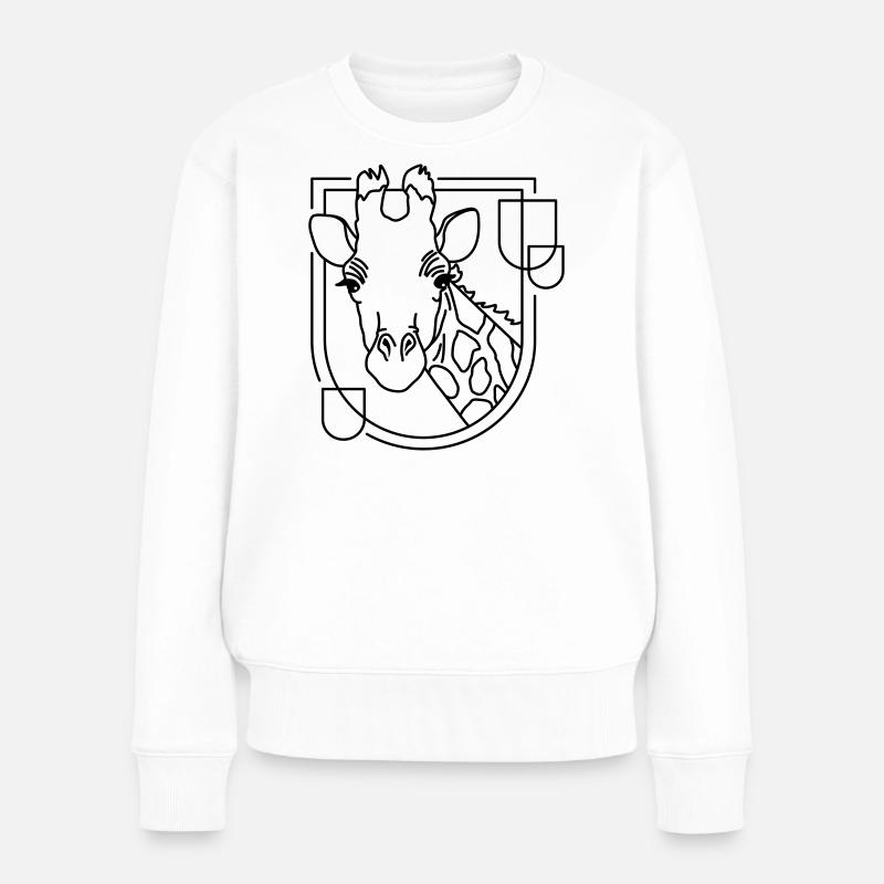 Girafe en forme géométrique - Conception d’art au trait - Pull Premium bio Femme - blanc
