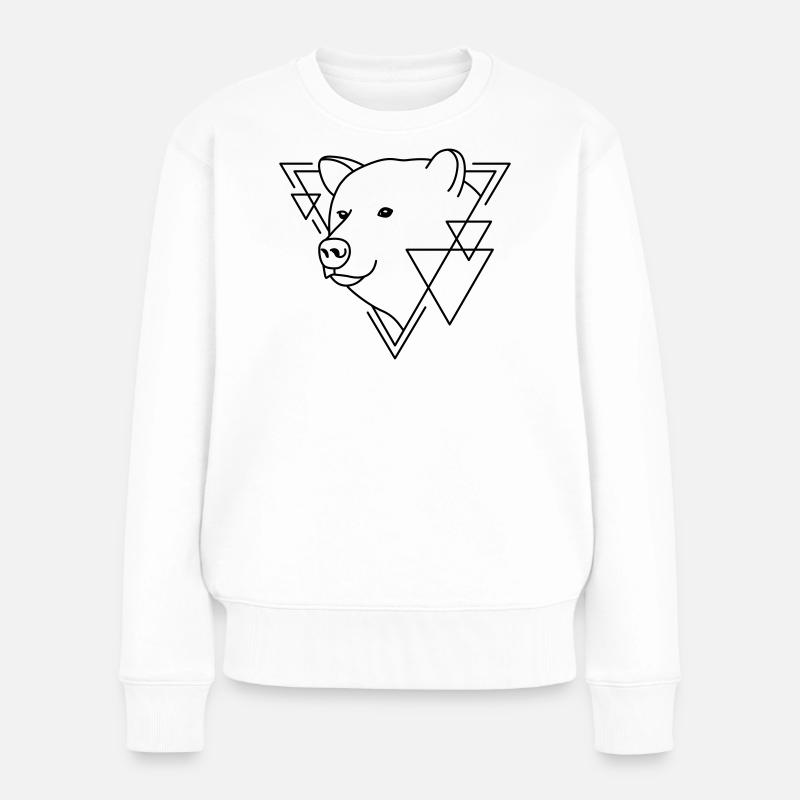 Ours en forme géométrique - Conception d’art au trait - Pull Premium bio Femme - blanc