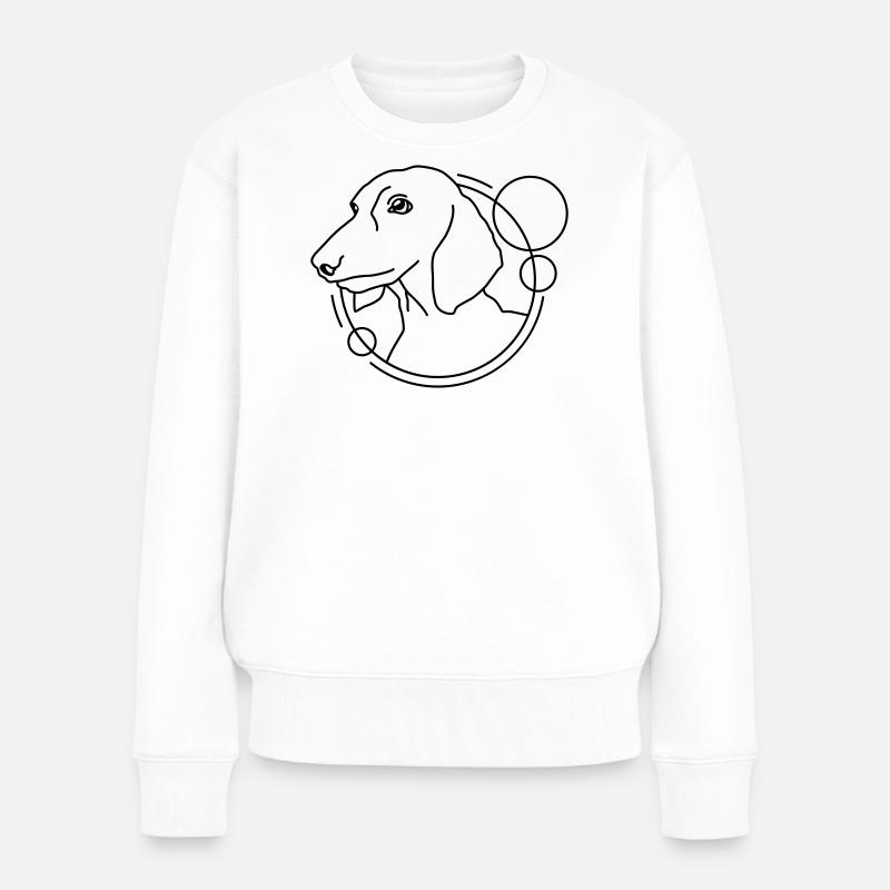 Dachshund in Geometric Shape - Line Art Design - Women's Premium Organic Jumper - white