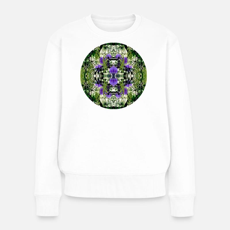 Natur Mandala Frühling in Dennenlohe - Frauen Premium Bio Pullover - Weiß