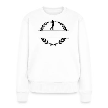 Golfeur en couronne de laurier - Pull Premium bio Femme - blanc - Devant - Julia (174cm)