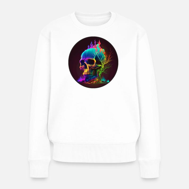 Glowing Skull - Frauen Premium Bio Pullover - Weiß