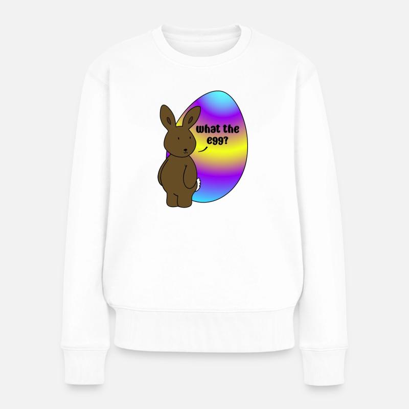 Joyeuses Pâques - Lapin de Pâques avec œuf de Pâques - Pull Premium bio Femme - blanc