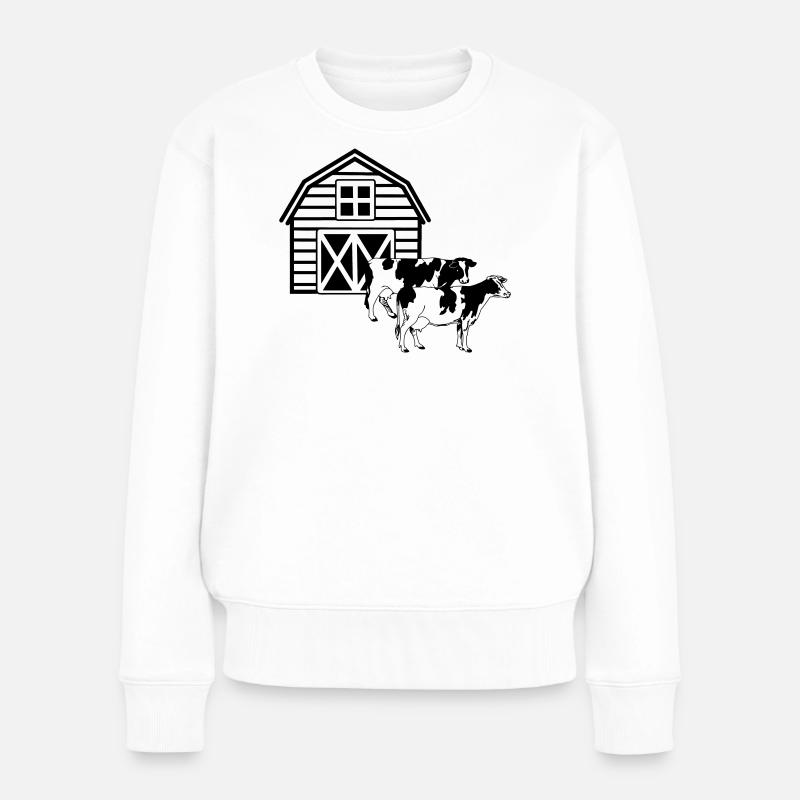 Kuhfarm - Frauen Premium Bio Pullover - Weiß
