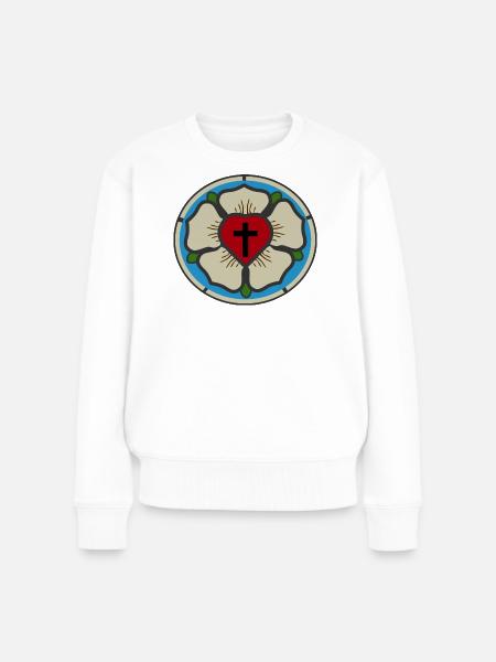 Martin Luther Rose - Frauen Premium Bio Pullover - Weiß