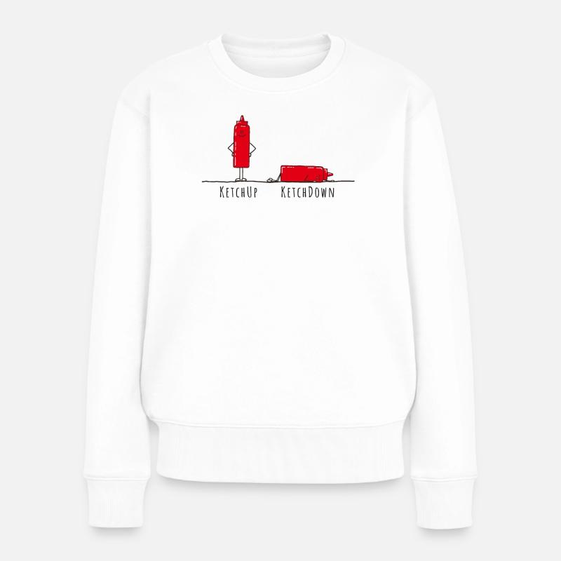 Ketchup - Ketchdown, jeu de mots - Pull Premium bio Femme - blanc