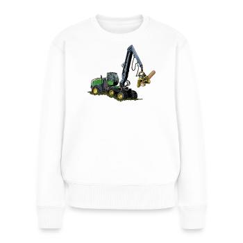 Harvester, Holzerntemaschine - Frauen Premium Bio Pullover - Weiß - Vorne - Julia (174cm)