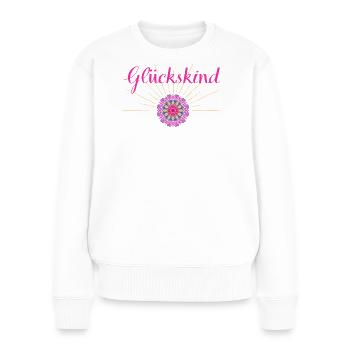 Glückskind - Wortschätze - vergessene Wörter - Frauen Premium Bio Pullover - Weiß - Vorne - Julia (174cm)