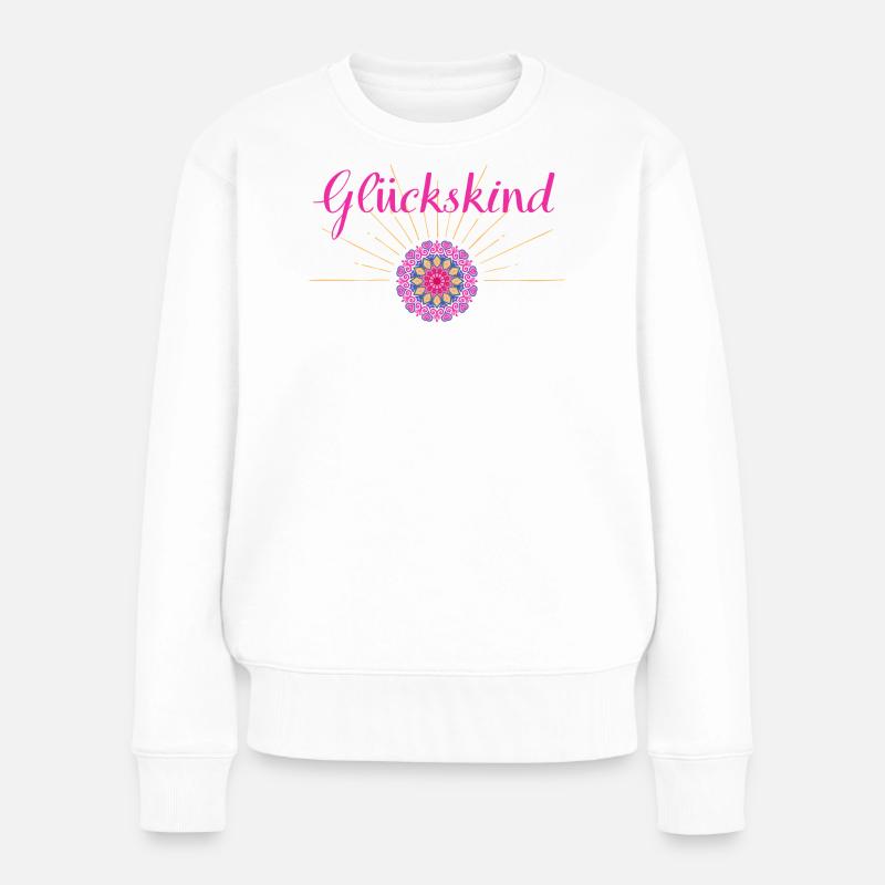 Glückskind - Wortschätze - vergessene Wörter - Frauen Premium Bio Pullover - Weiß