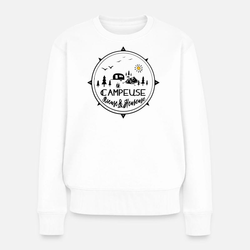 campeuse rieuse heureuse - Pull Premium bio Femme - blanc