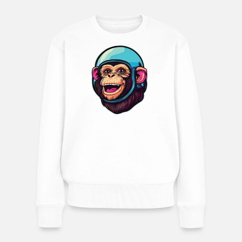 Space Monkey - Women's Premium Organic Jumper - white