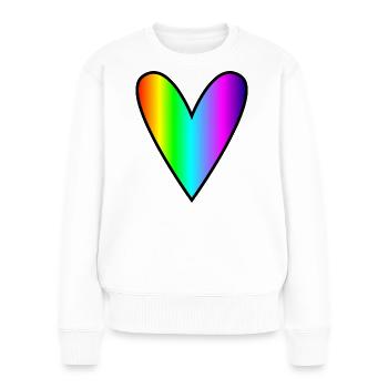 HERZ. HERZ. HEILIGER VALENTINSTAG. LIEBE. LIEBE. PAAR. - Frauen Premium Bio Pullover - Weiß - Vorne - Julia (174cm)