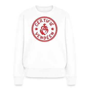 Logo certifié vendéen blanc rouge - Pull Premium bio Femme - blanc - Devant - Julia (174cm)