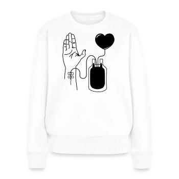 Donner du sang - Pull Premium bio Femme - blanc - Devant - Julia (174cm)