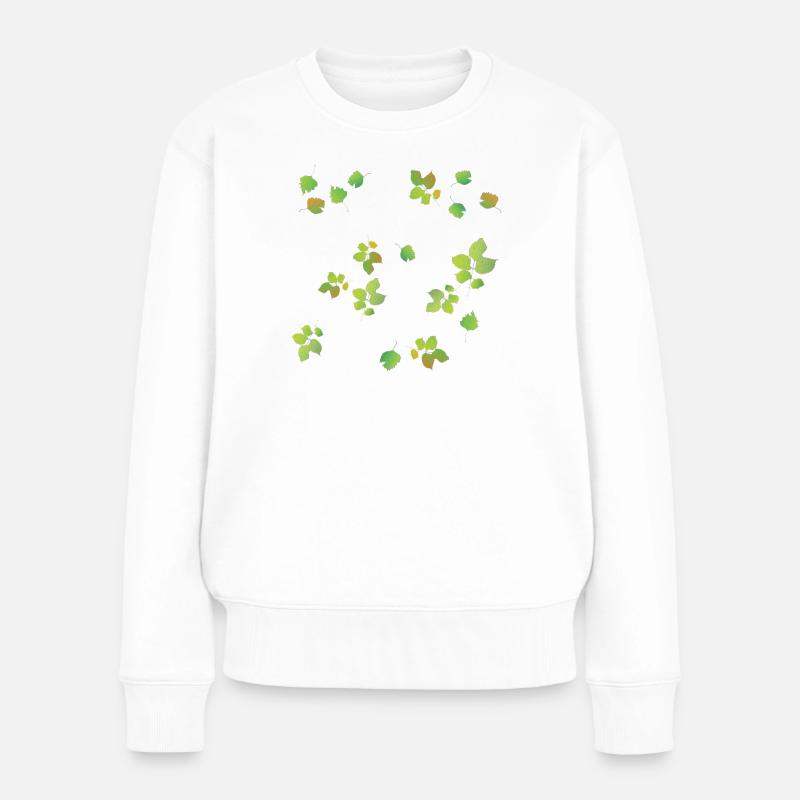 Frühlingsblätter Muster - Frauen Premium Bio Pullover - Weiß