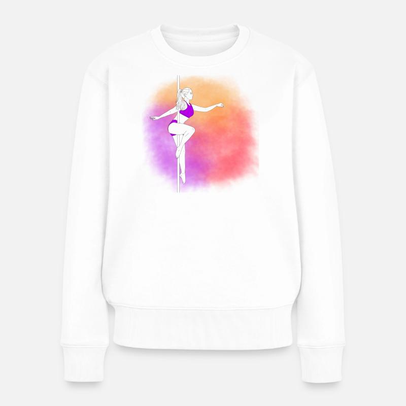 Pole Dance Neon Sunset - Frauen Premium Bio Pullover - Weiß