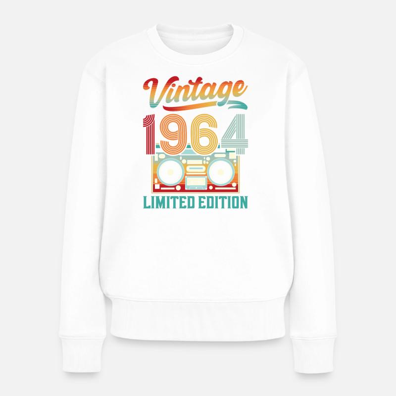 Design Vintage 1964 Ghettoblaster - Frauen Premium Bio Pullover - Weiß