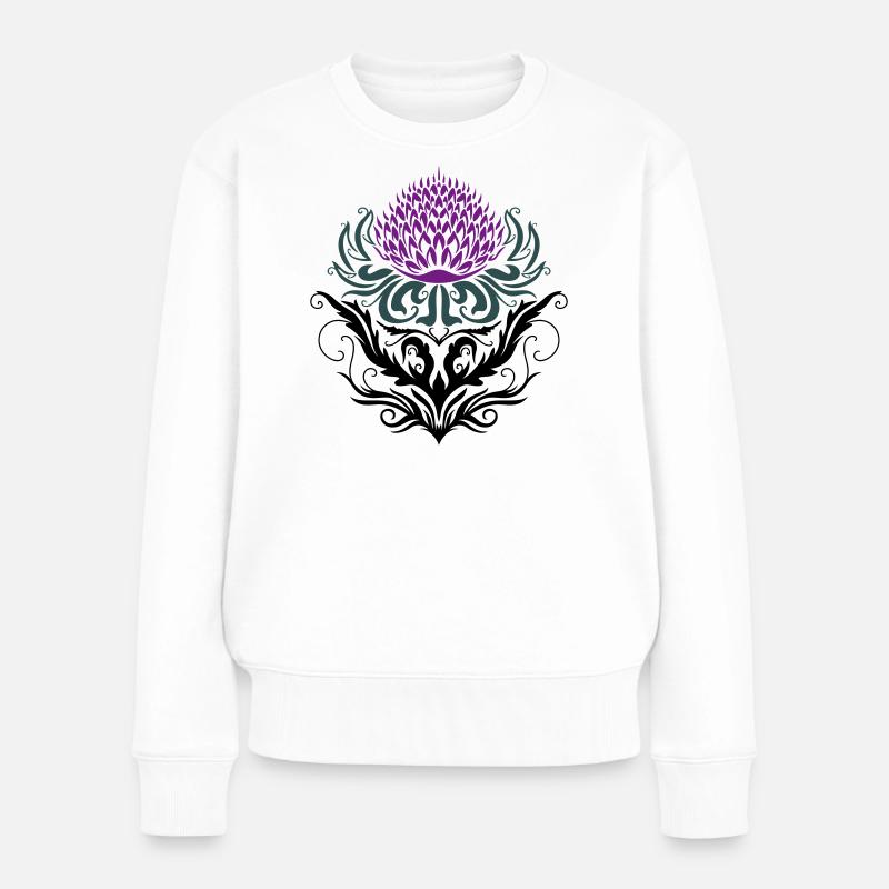 Distel lila Thistle - Frauen Premium Bio Pullover - Weiß