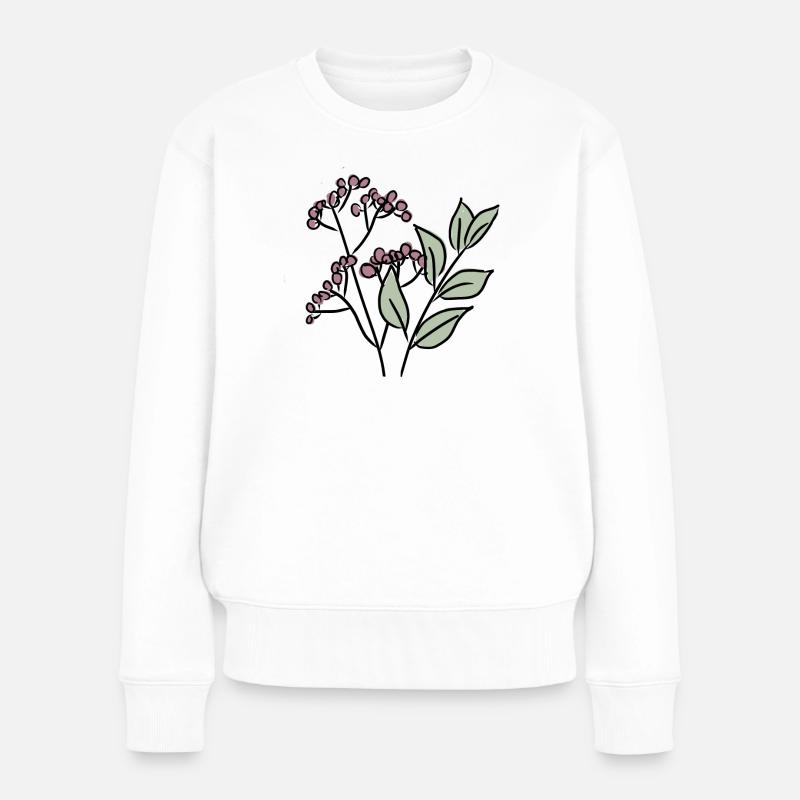 Blätter und Beeren - Frauen Premium Bio Pullover - Weiß