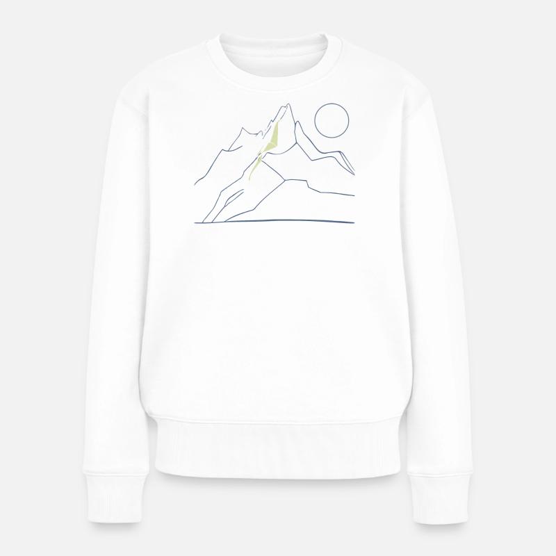 Berglinie Minimal - Frauen Premium Bio Pullover - Weiß