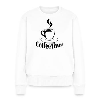 Coffee Time - Frauen Premium Bio Pullover - Weiß - Vorne - Julia (174cm)