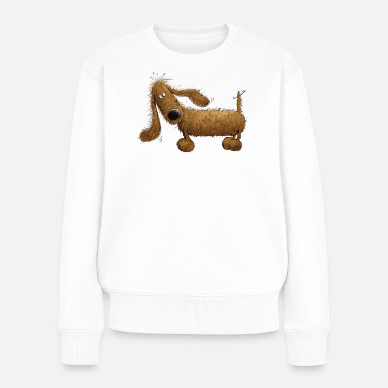 Witziger Dackel I Dachshund I Teckel I Hund - Frauen Premium Bio Pullover - Weiß