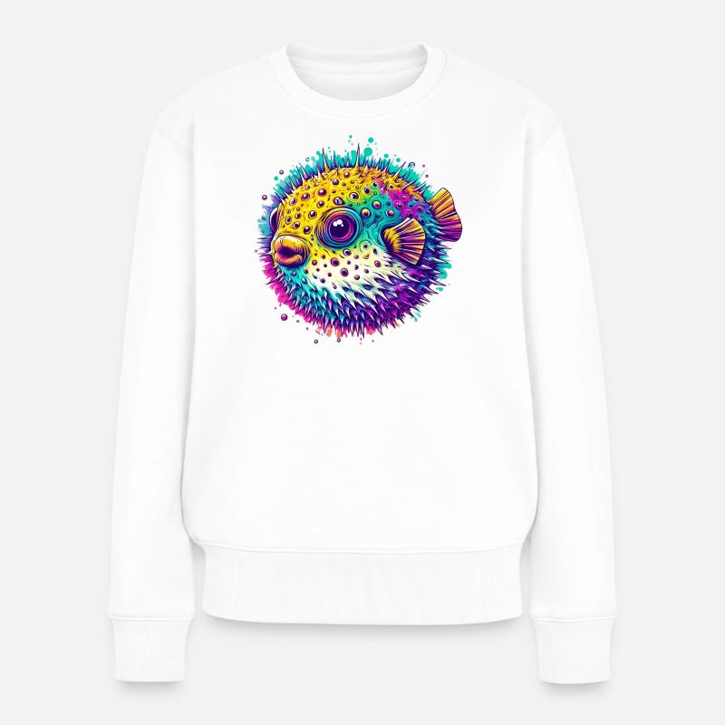 Kugelfisch - Frauen Premium Bio Pullover - Weiß