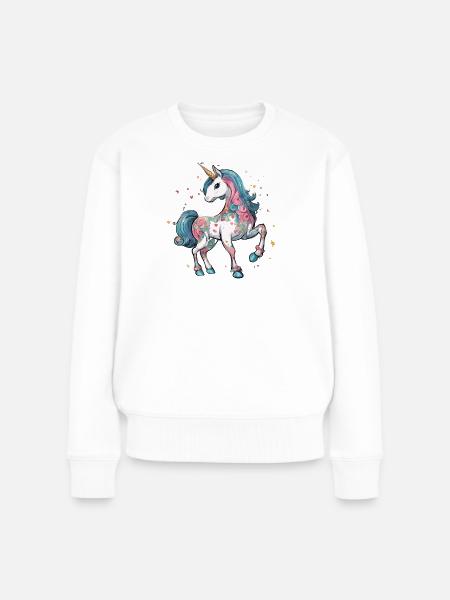 Einhorn - Frauen Premium Bio Pullover - Weiß