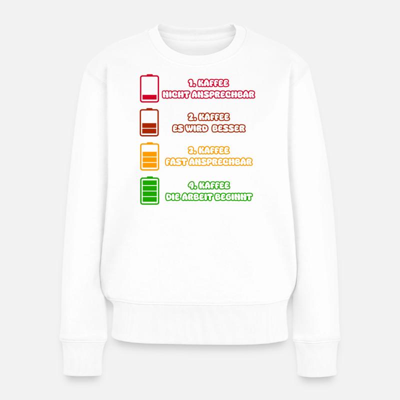 Kaffee Stufen 1-4 - Frauen Premium Bio Pullover - Weiß