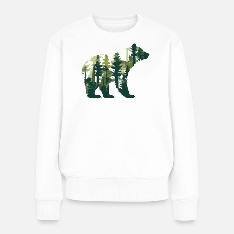 Bär Wald Wildtier Tier Natur Bären - Frauen Premium Bio Pullover - Weiß