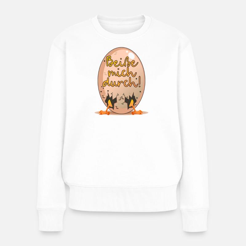 Motivation Erfolgssprüche - SICH DURCHBEIßEN - Frauen Premium Bio Pullover - Weiß