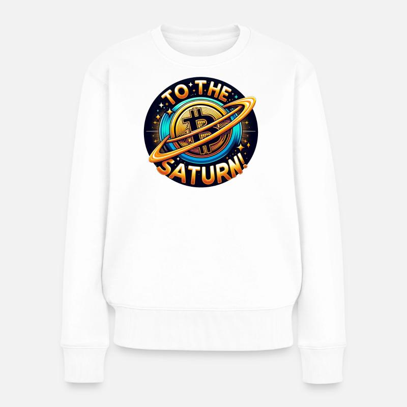 Crypto BTC à Saturne ! - Pull Premium bio Femme - blanc