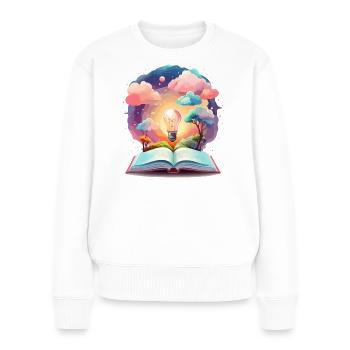 Zauberhafte Bücher Welten - Frauen Premium Bio Pullover - Weiß - Vorne - Julia (174cm)