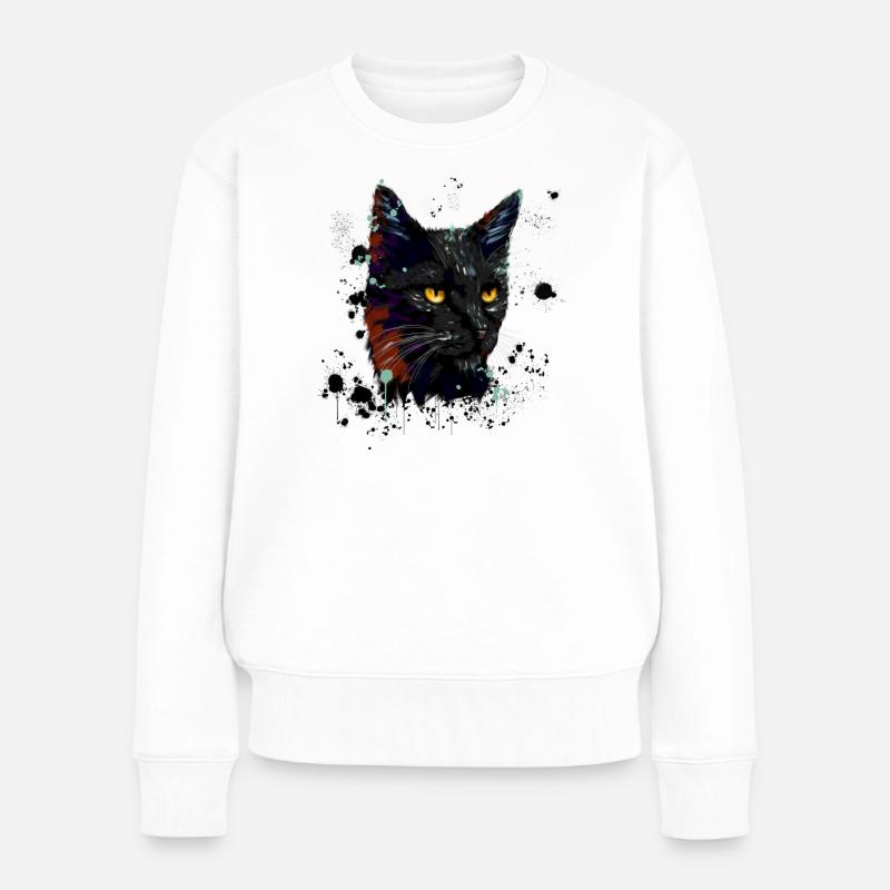 Cat Watercolor - Frauen Premium Bio Pullover - Weiß