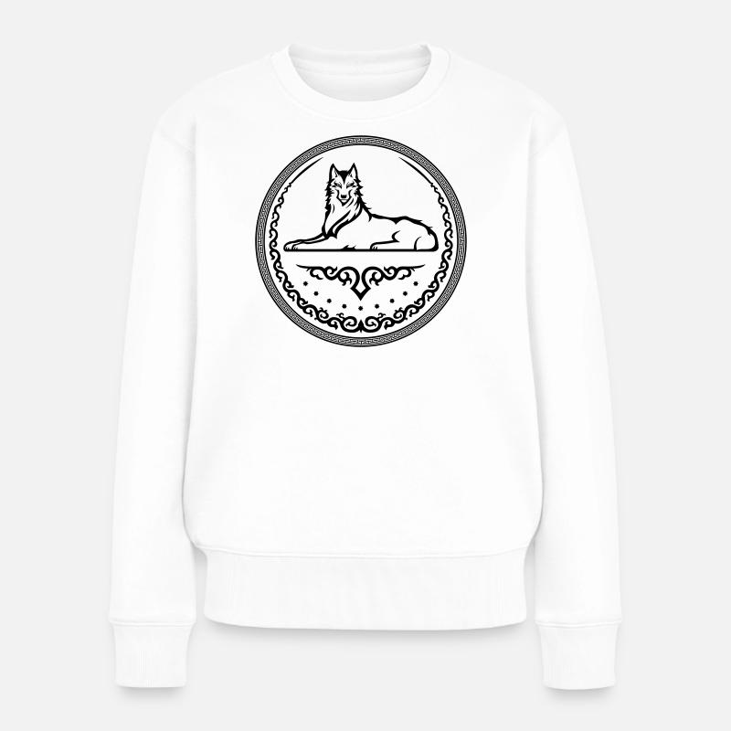 Wolf des Kaukasus - Frauen Premium Bio Pullover - Weiß