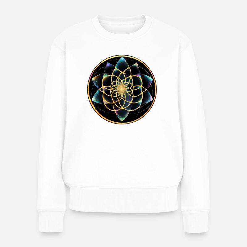 Goldenes Mandala Geometrie - Frauen Premium Bio Pullover - Weiß