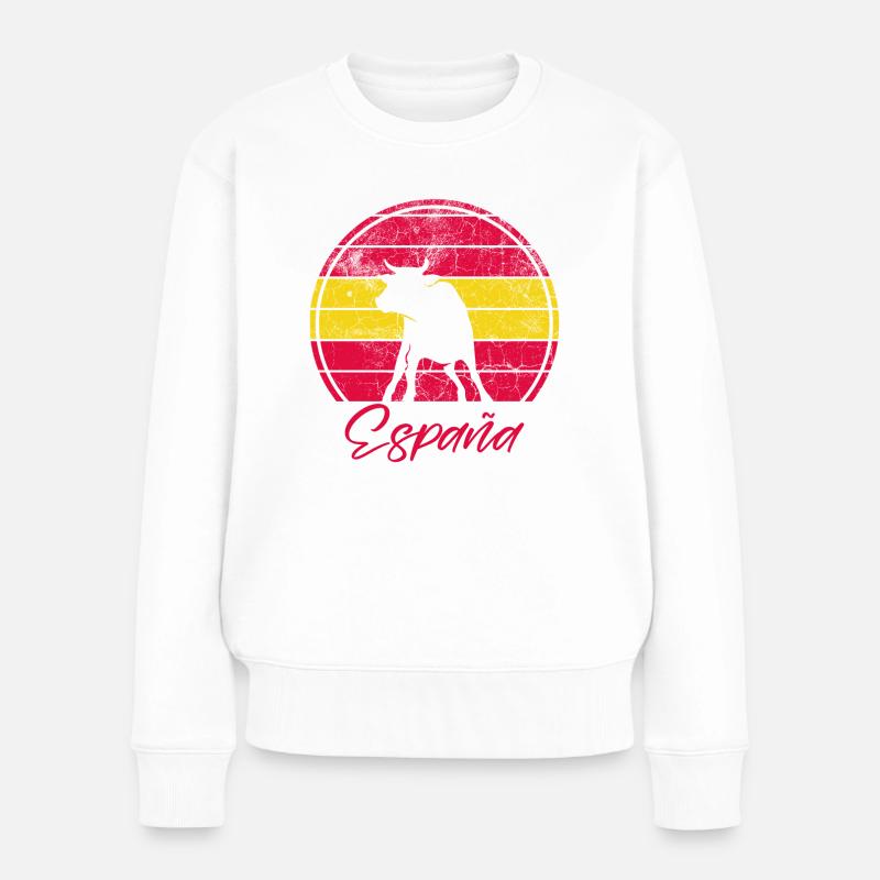 Spanische Flagge mit Stier retro - Frauen Premium Bio Pullover - Weiß