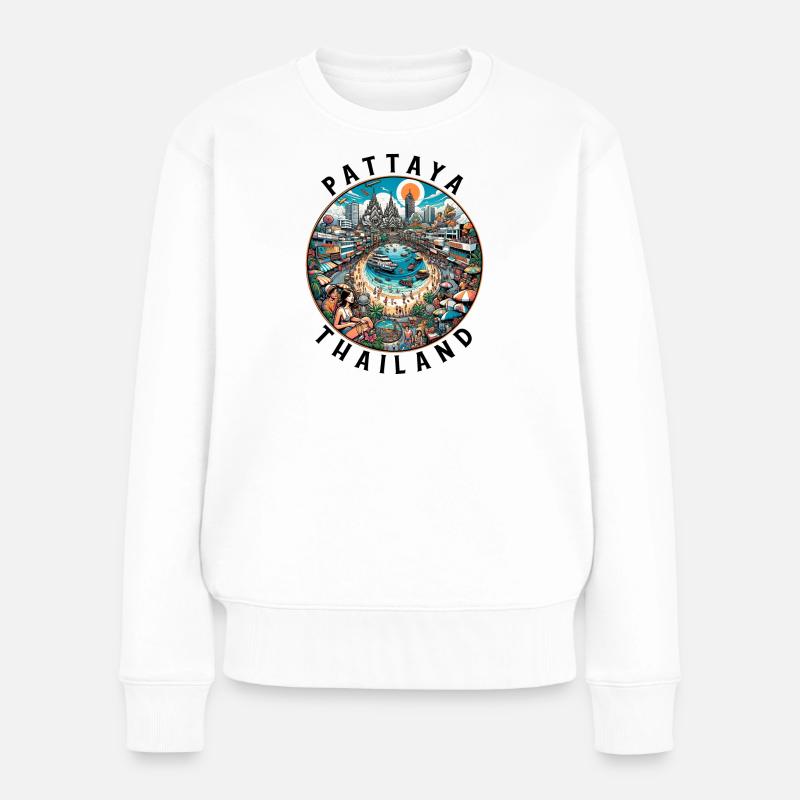 Pattaya Thailand Reise Design - Frauen Premium Bio Pullover - Weiß