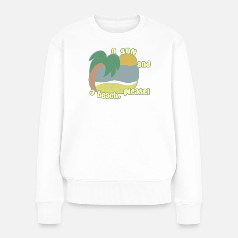 Soleil et plage - Pull Premium bio Femme - blanc