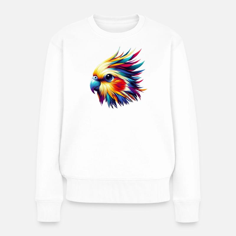 Nymphensittich (16) - Frauen Premium Bio Pullover - Weiß