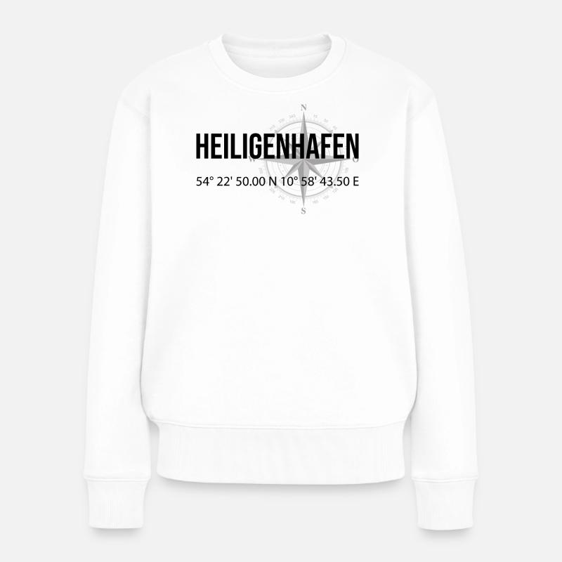 Koordinaten Heiligenhafen - Frauen Premium Bio Pullover - Weiß