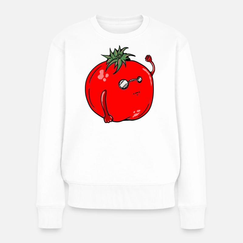 Humorvoller Tomate mit Sonnenbrille - Frauen Premium Bio Pullover - Weiß
