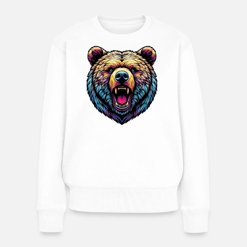 Angry Ferocious Bear - Women's Premium Organic Jumper - white