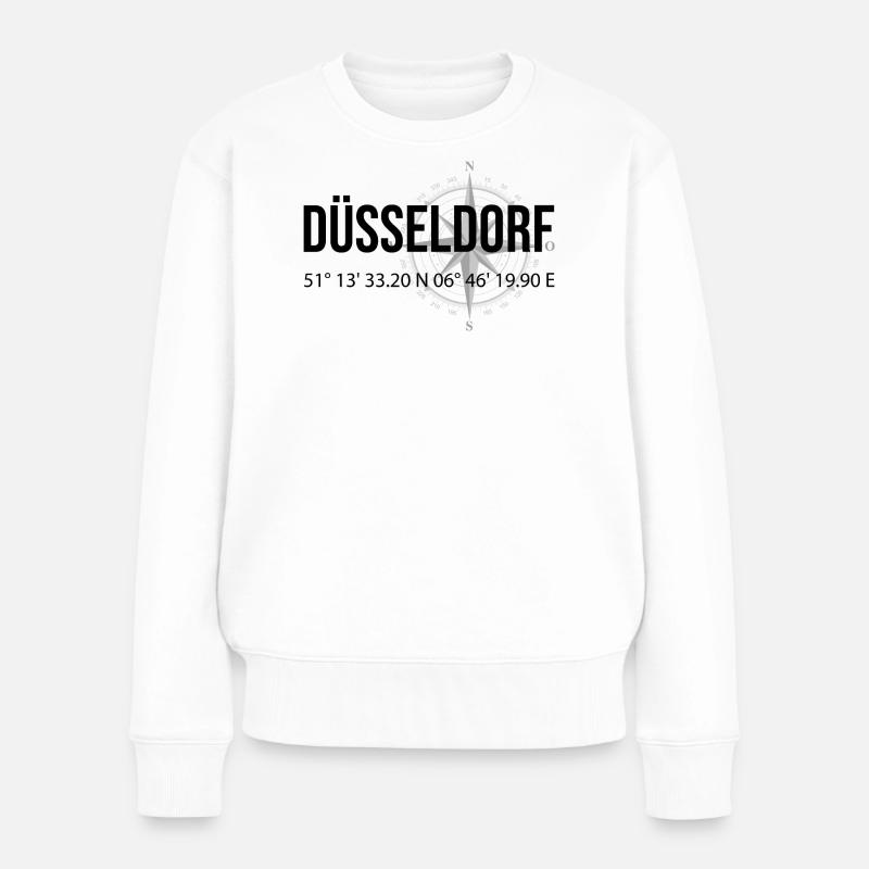 Koordinaten Düsseldorf - Frauen Premium Bio Pullover - Weiß