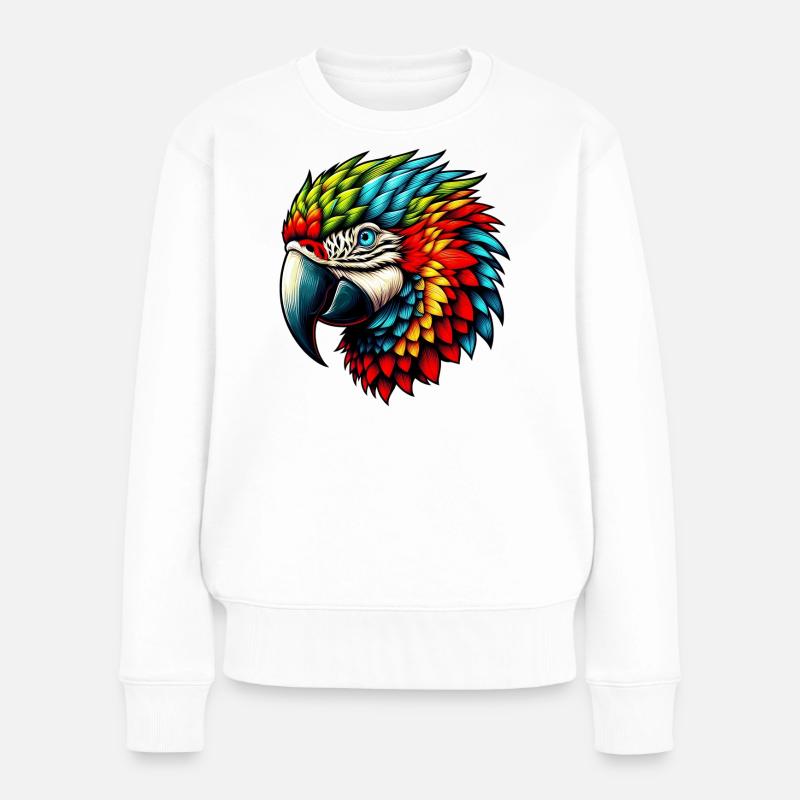 Papagei - Frauen Premium Bio Pullover - Weiß