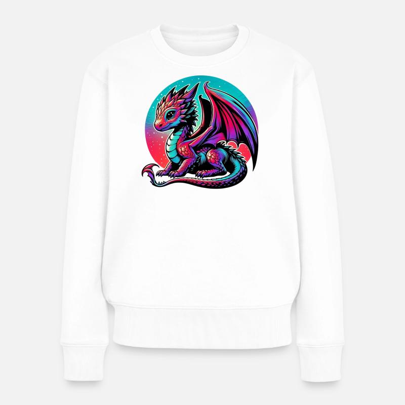 Drache - Frauen Premium Bio Pullover - Weiß