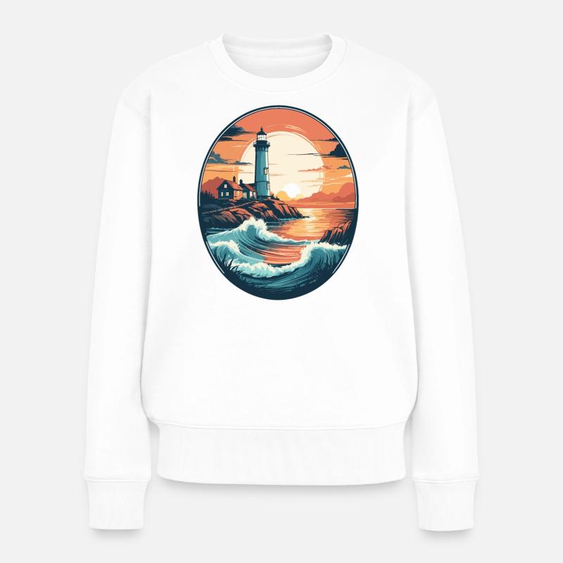 Küsten Leuchtturm - Frauen Premium Bio Pullover - Weiß
