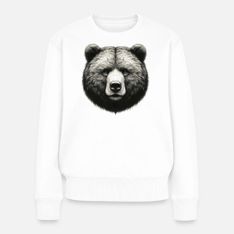 Bär - Frauen Premium Bio Pullover - Weiß