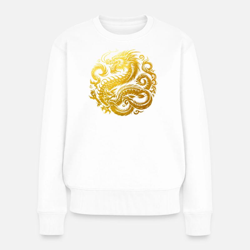 Chinesisches Drachen-Tattoo - Frauen Premium Bio Pullover - Weiß